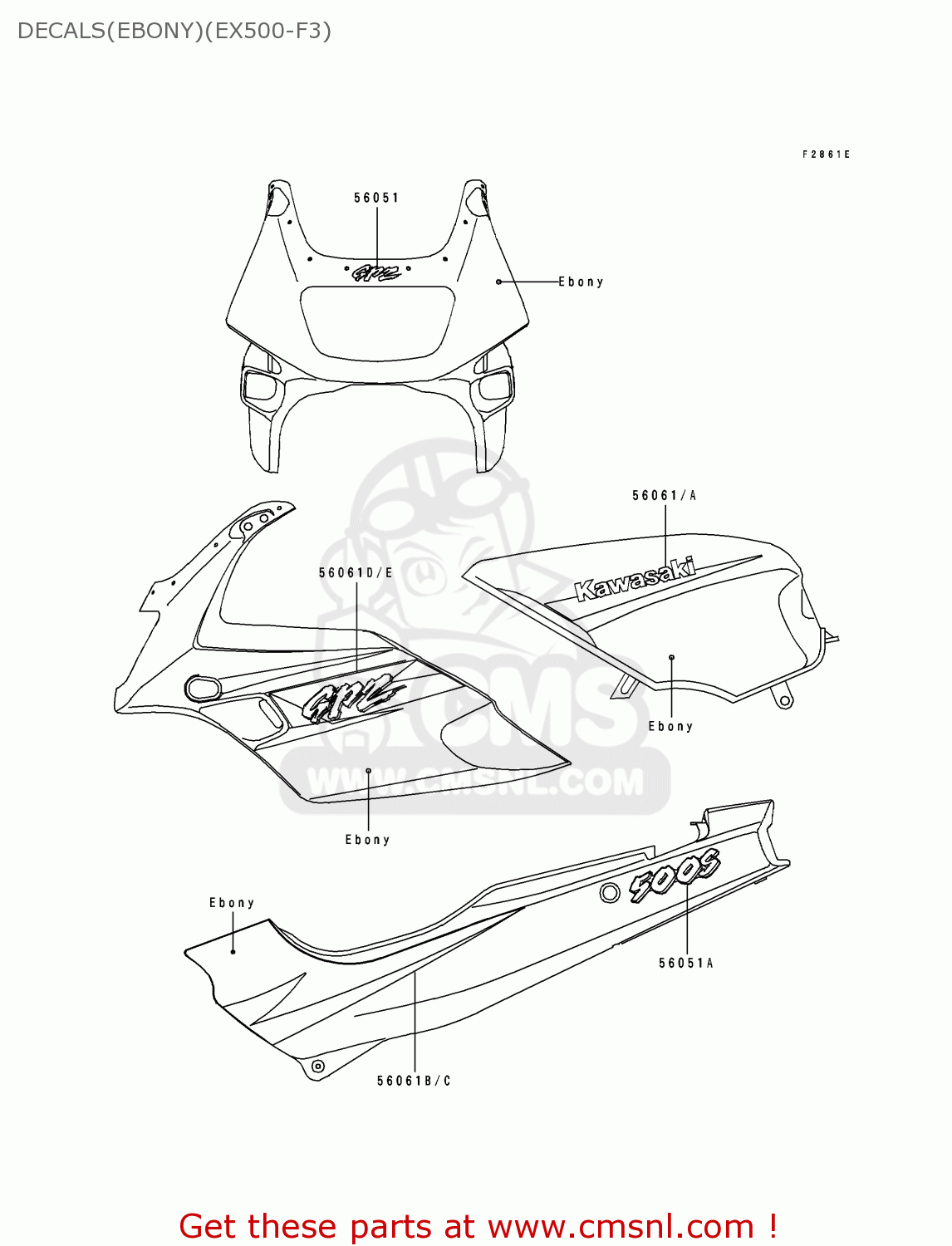 DECALS(EBONY)(EX500-F3) EX500F3 GPZ500S 1996 AUSTRIA