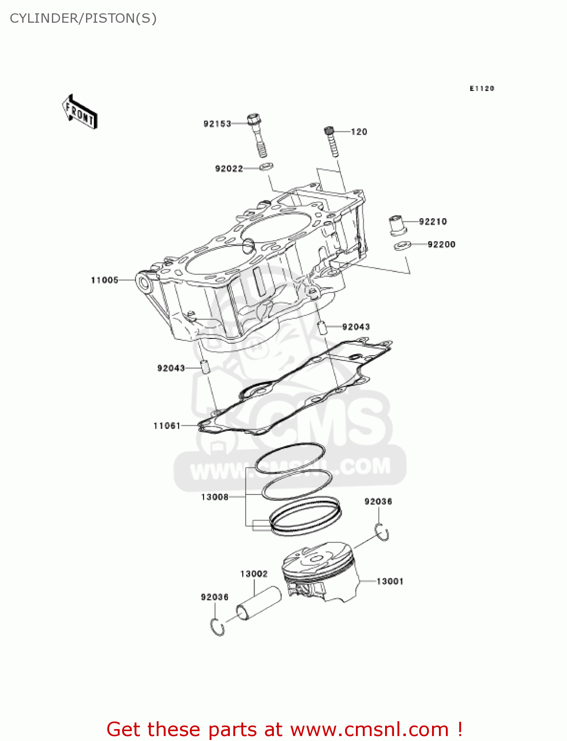 CYLINDER/PISTON(S) EX650A6F NINJA 650R 2006 USA CALIFORNIA CANADA