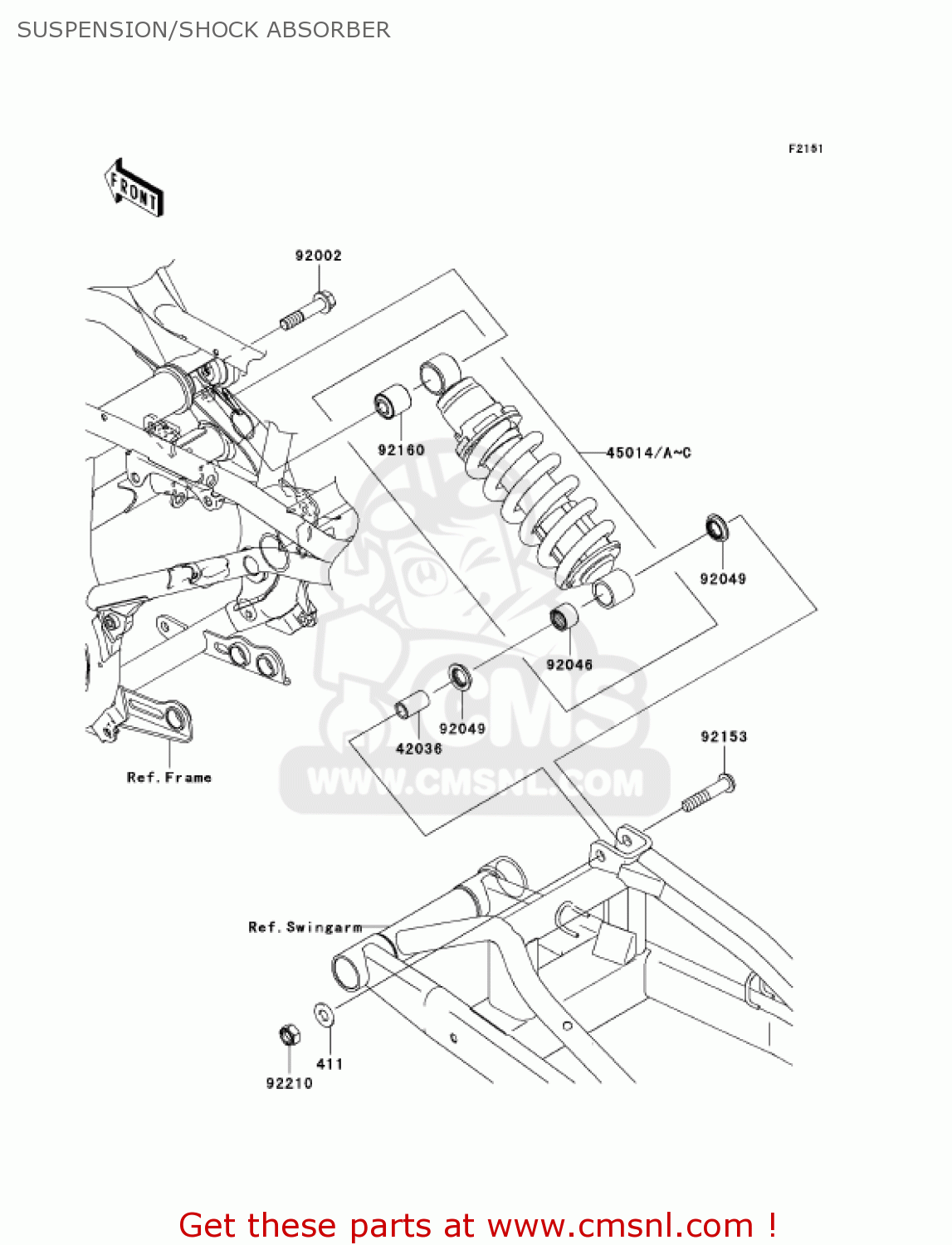 SUSPENSION/SHOCK ABSORBER EX650A6F NINJA 650R 2006 USA CALIFORNIA CANADA