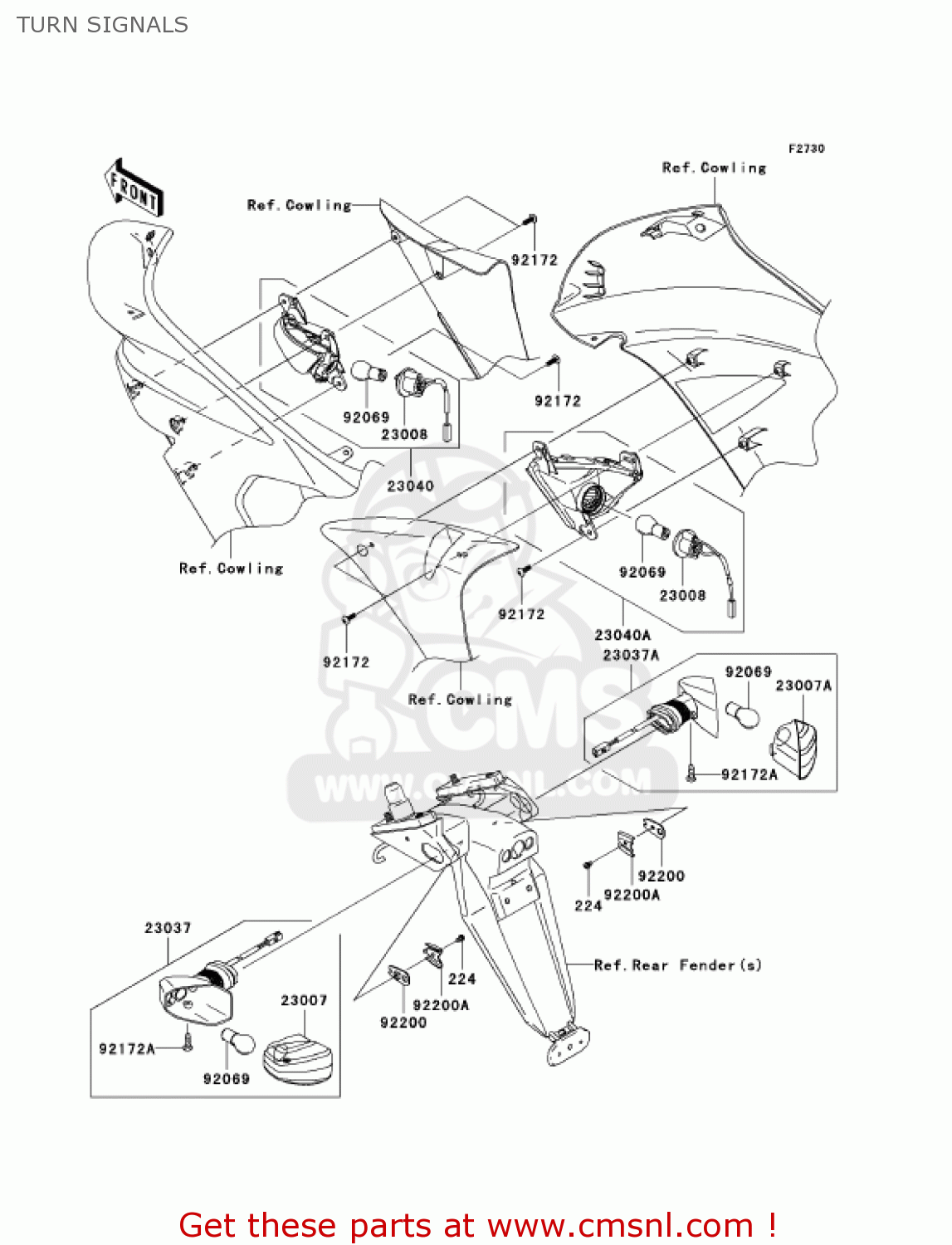 TURN SIGNALS EX650A6F NINJA 650R 2006 USA CALIFORNIA CANADA