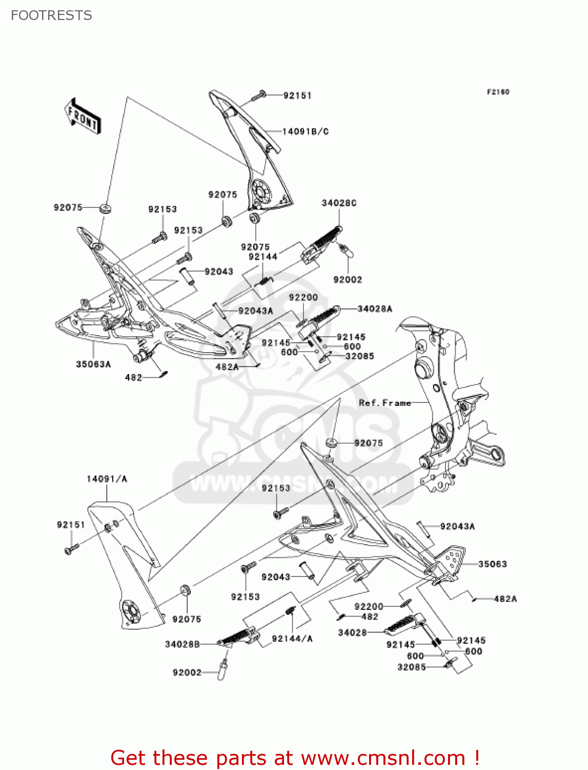 FOOTRESTS EX650A6F NINJA 650R 2006 USA CALIFORNIA CANADA