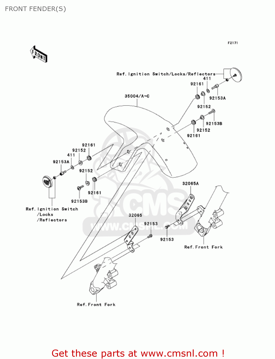 FRONT FENDER(S) EX650A6F NINJA 650R 2006 USA CALIFORNIA CANADA