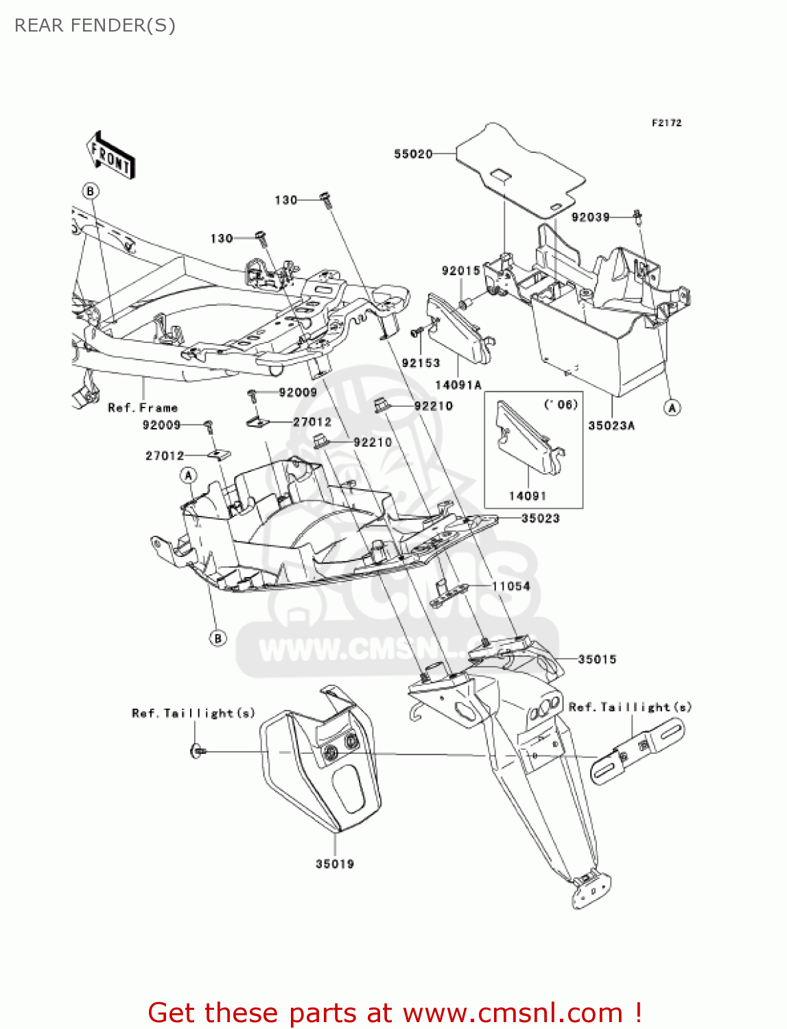 REAR FENDER(S) EX650A6F NINJA 650R 2006 USA CALIFORNIA CANADA