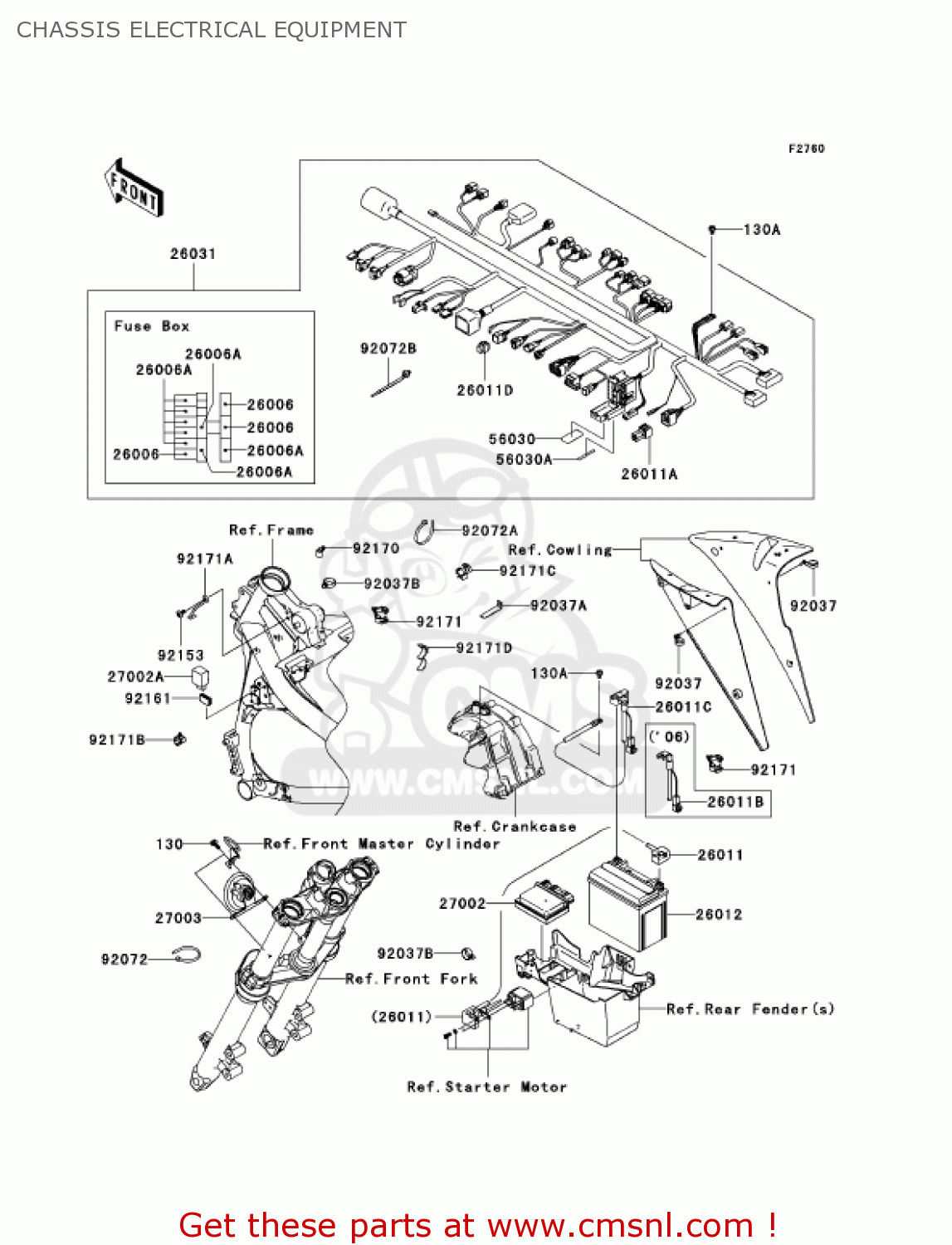 CHASSIS ELECTRICAL EQUIPMENT EX650A6F NINJA 650R 2006 USA CALIFORNIA CANADA
