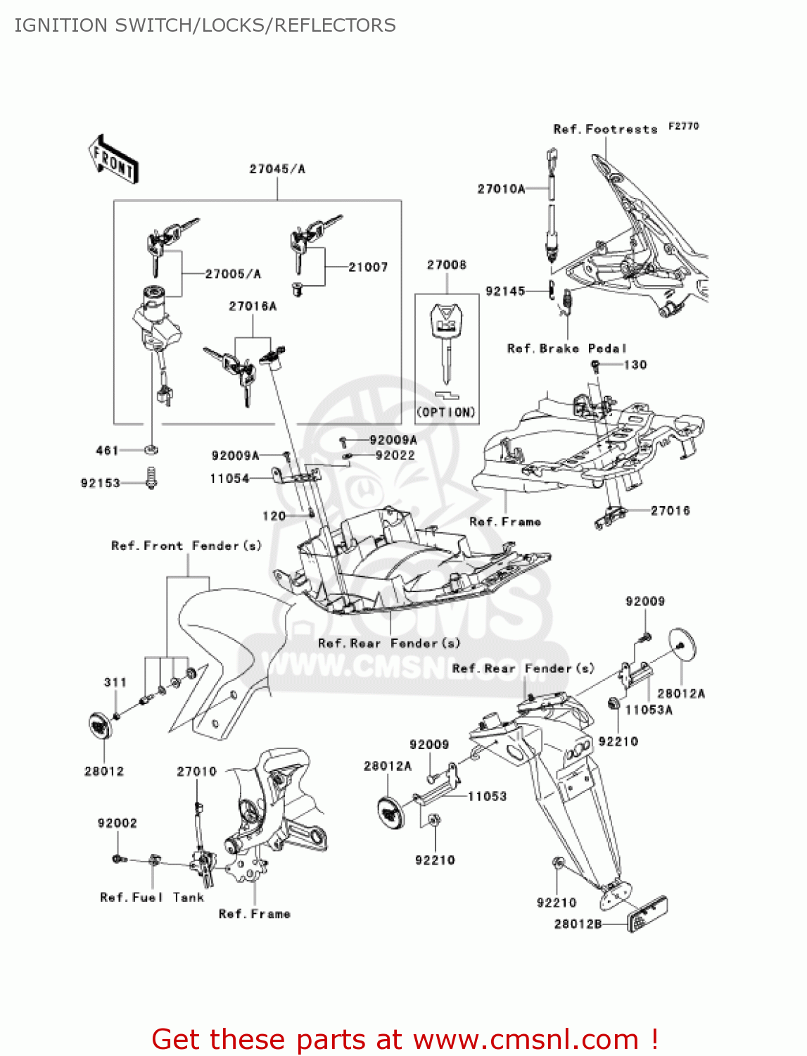 IGNITION SWITCH/LOCKS/REFLECTORS EX650A6F NINJA 650R 2006 USA CALIFORNIA CANADA