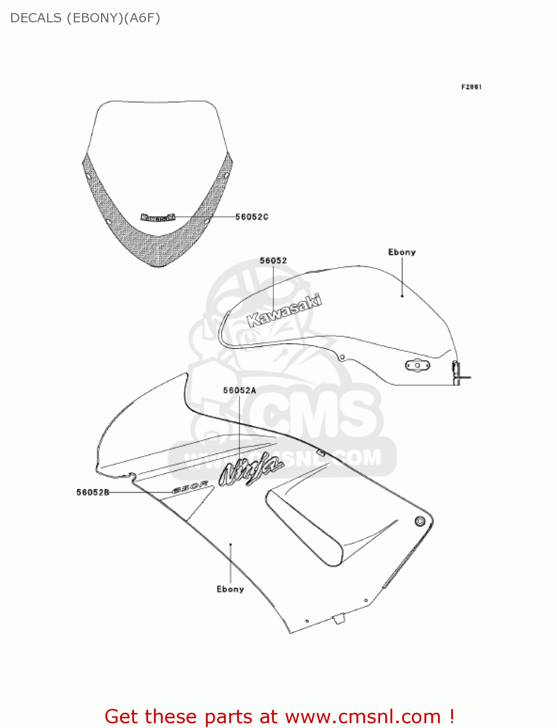 DECALS (EBONY)(A6F) EX650A6F NINJA 650R 2006 USA CALIFORNIA CANADA