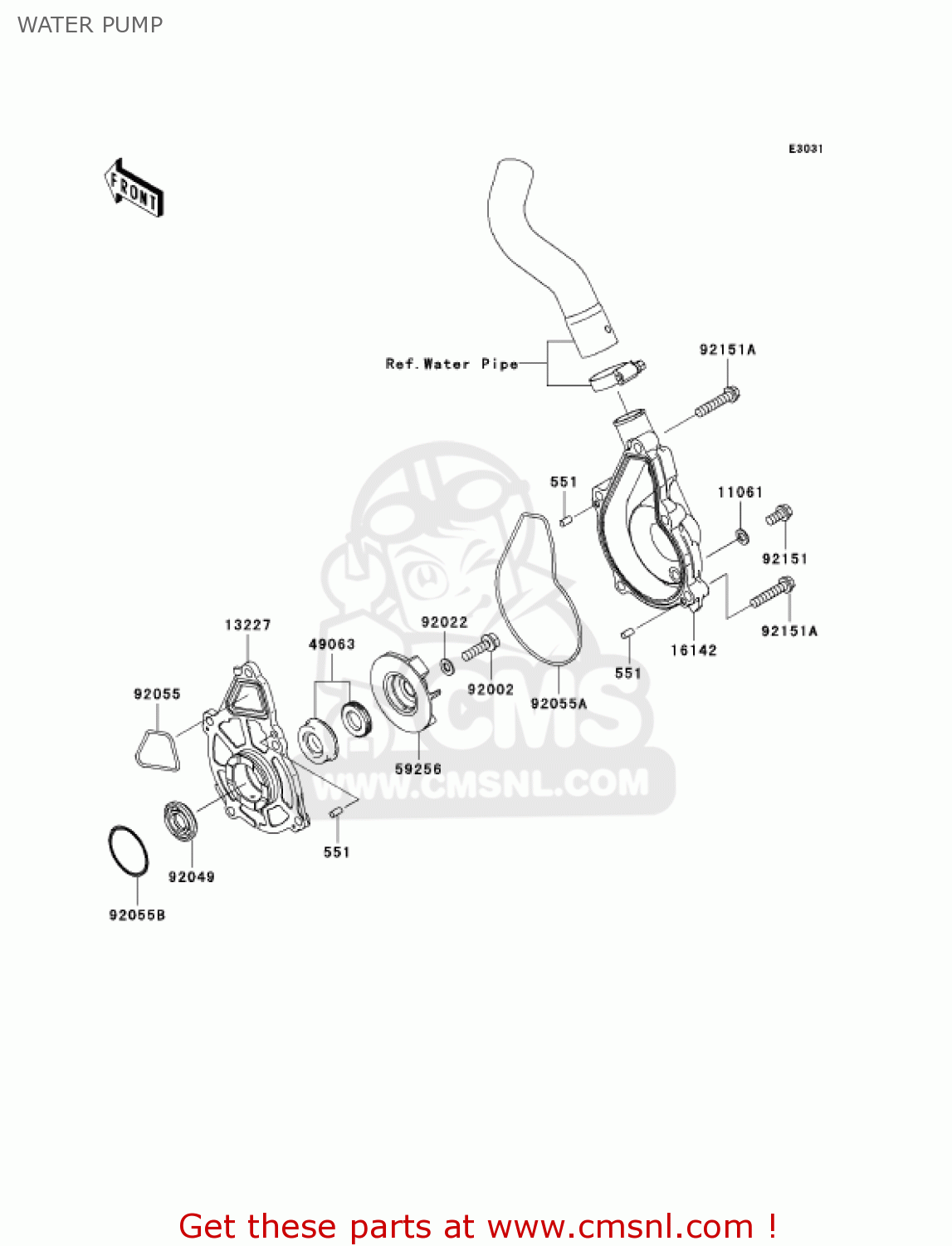 WATER PUMP EX650A6F NINJA 650R 2006 USA CALIFORNIA CANADA