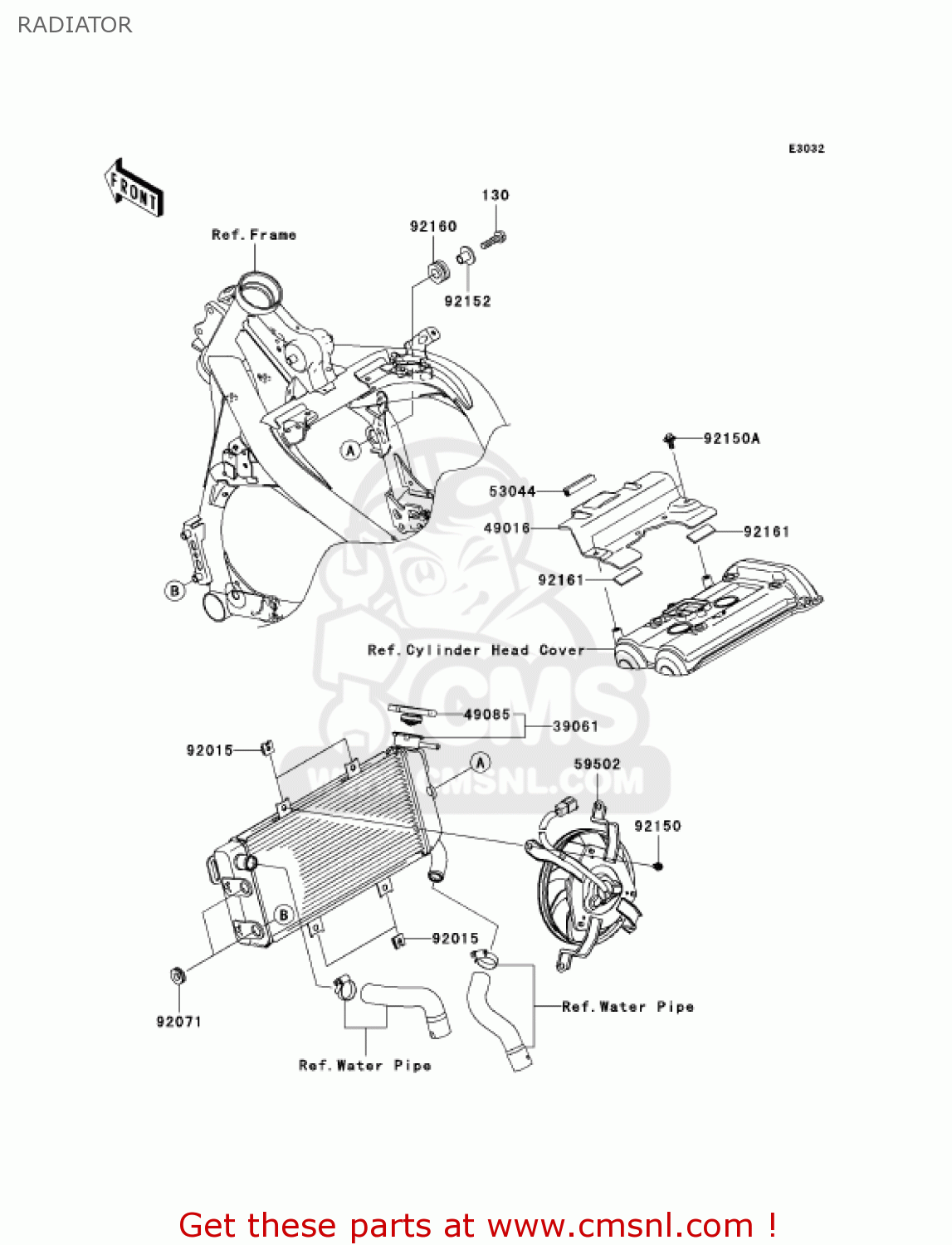 RADIATOR EX650A6F NINJA 650R 2006 USA CALIFORNIA CANADA