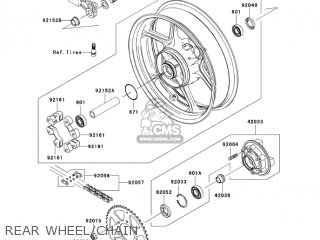REAR WHEEL/CHAIN - EX650A6F NINJA 650R 2006 USA CALIFORNIA CANADA