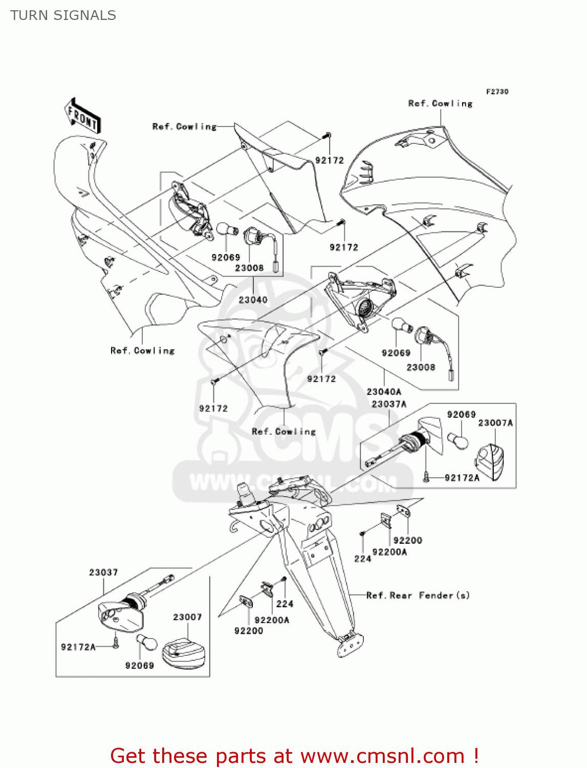 TURN SIGNALS EX650A7F NINJA 650R 750 USA CALIFORNIA CANADA