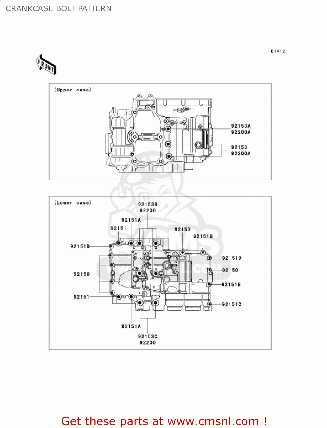 CRANKCASE BOLT PATTERN EX650A7F NINJA 650R 750 USA CALIFORNIA CANADA