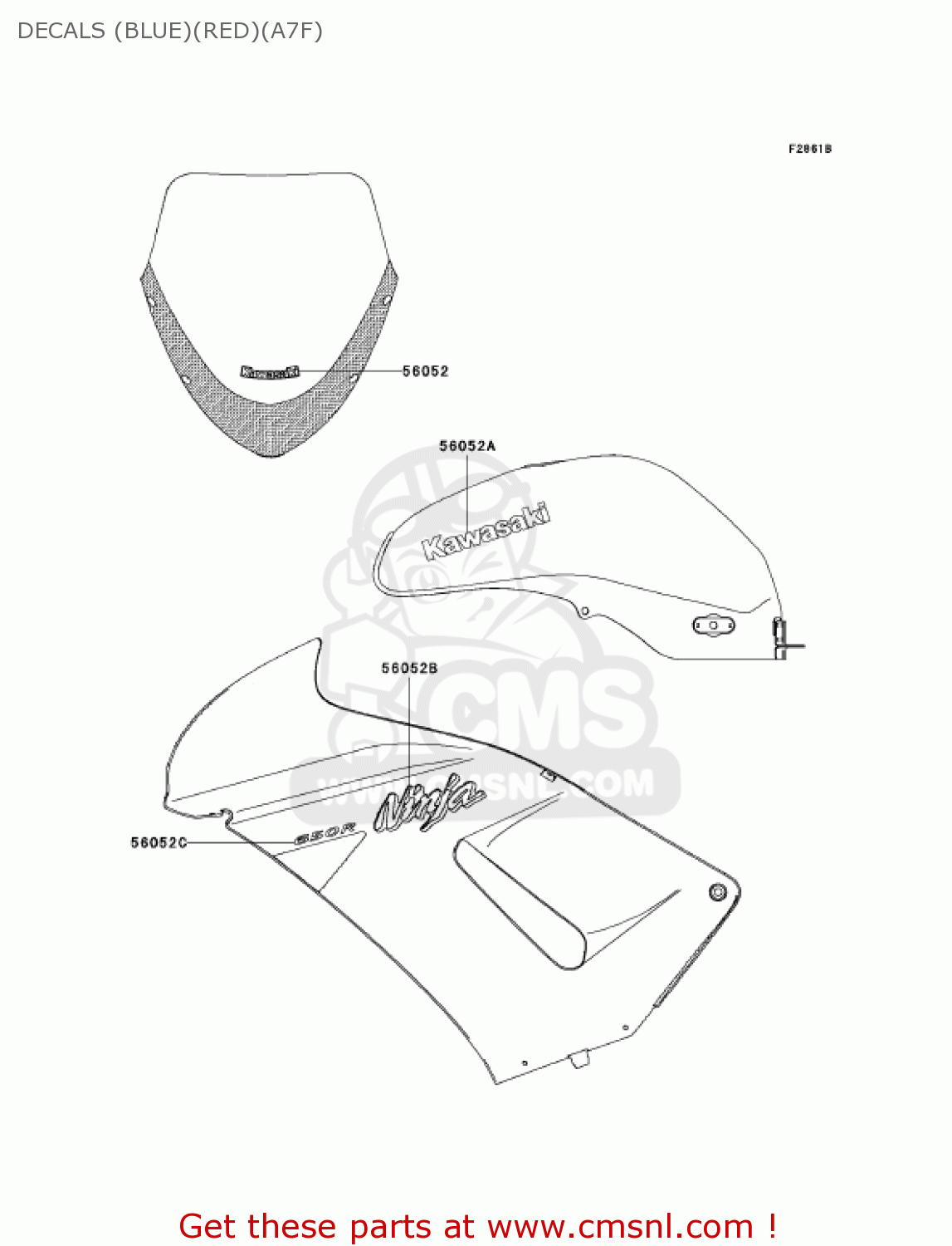 DECALS (BLUE)(RED)(A7F) EX650A7F NINJA 650R 750 USA CALIFORNIA CANADA