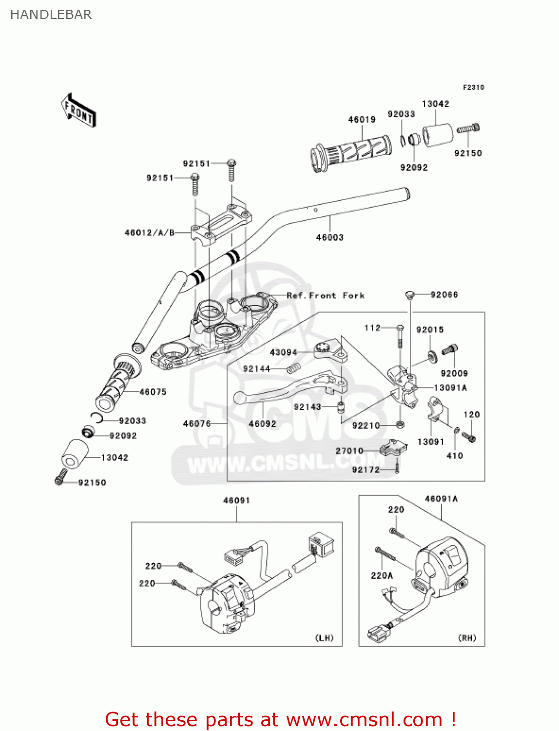 HANDLEBAR EX650A7F NINJA 650R 750 USA CALIFORNIA CANADA