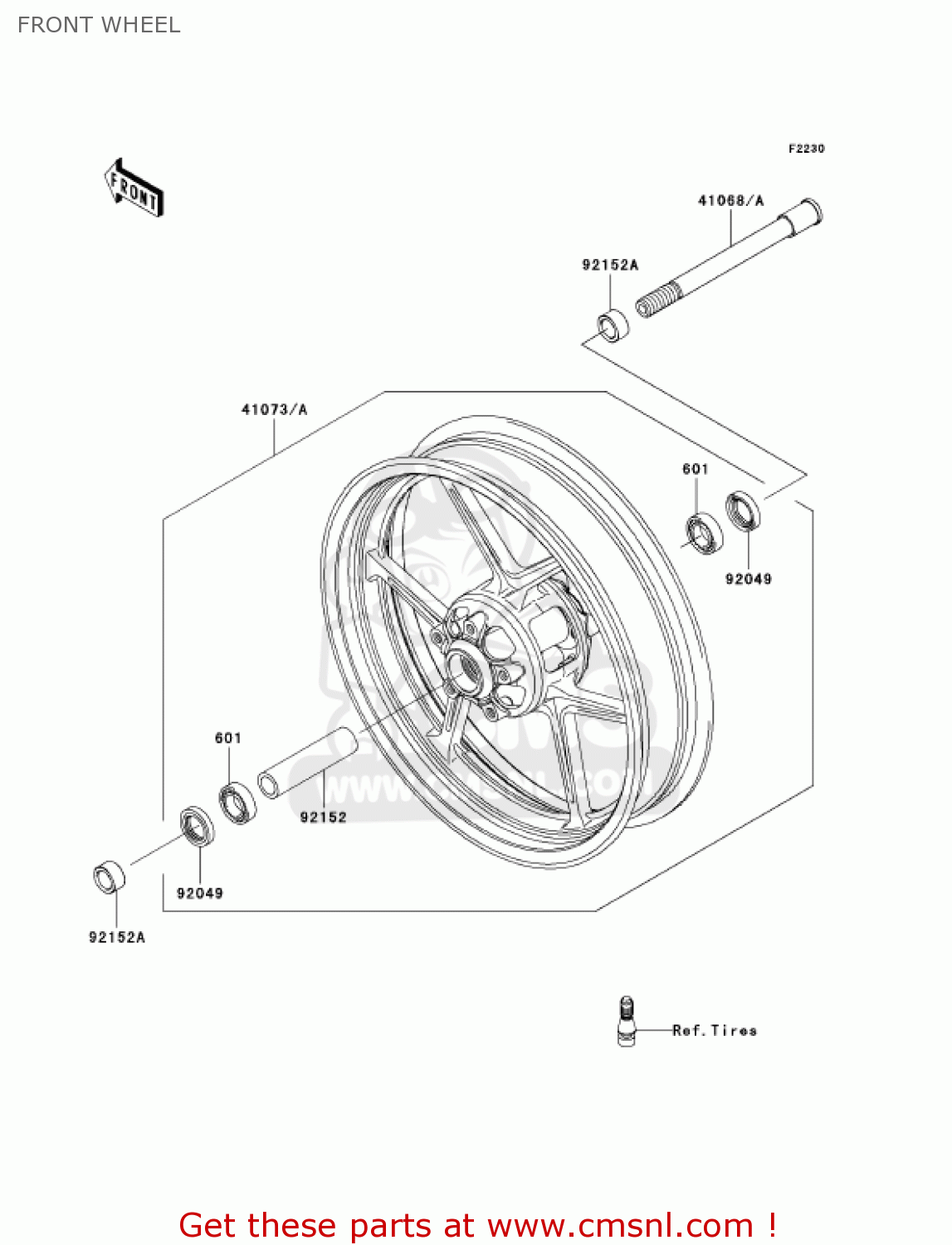 FRONT WHEEL EX650A7F NINJA 650R 750 USA CALIFORNIA CANADA
