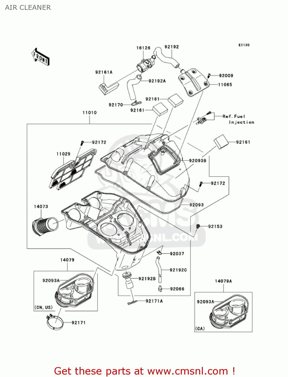 AIR CLEANER EX650A7F NINJA 650R 750 USA CALIFORNIA CANADA
