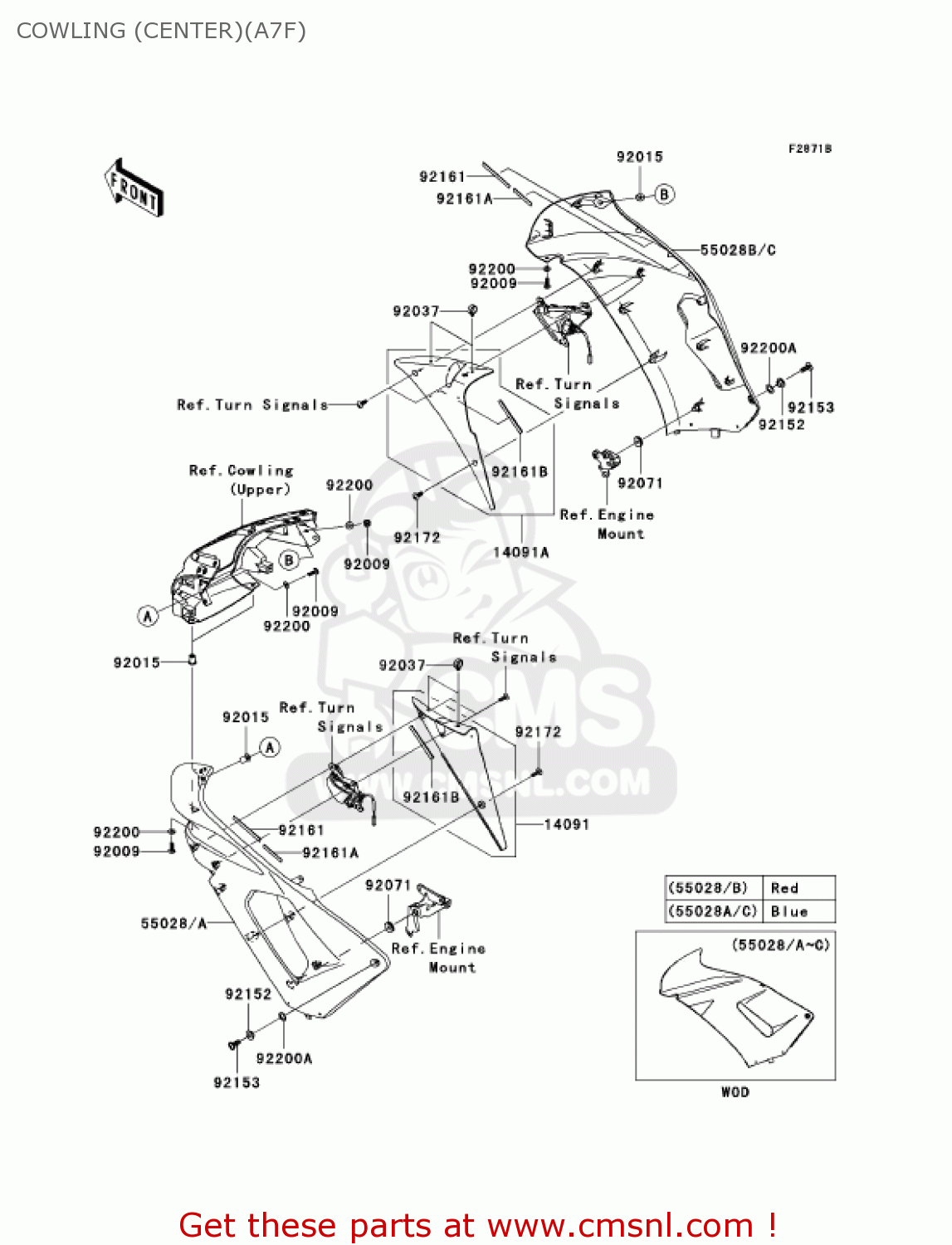 COWLING (CENTER)(A7F) EX650A7F NINJA 650R 750 USA CALIFORNIA CANADA
