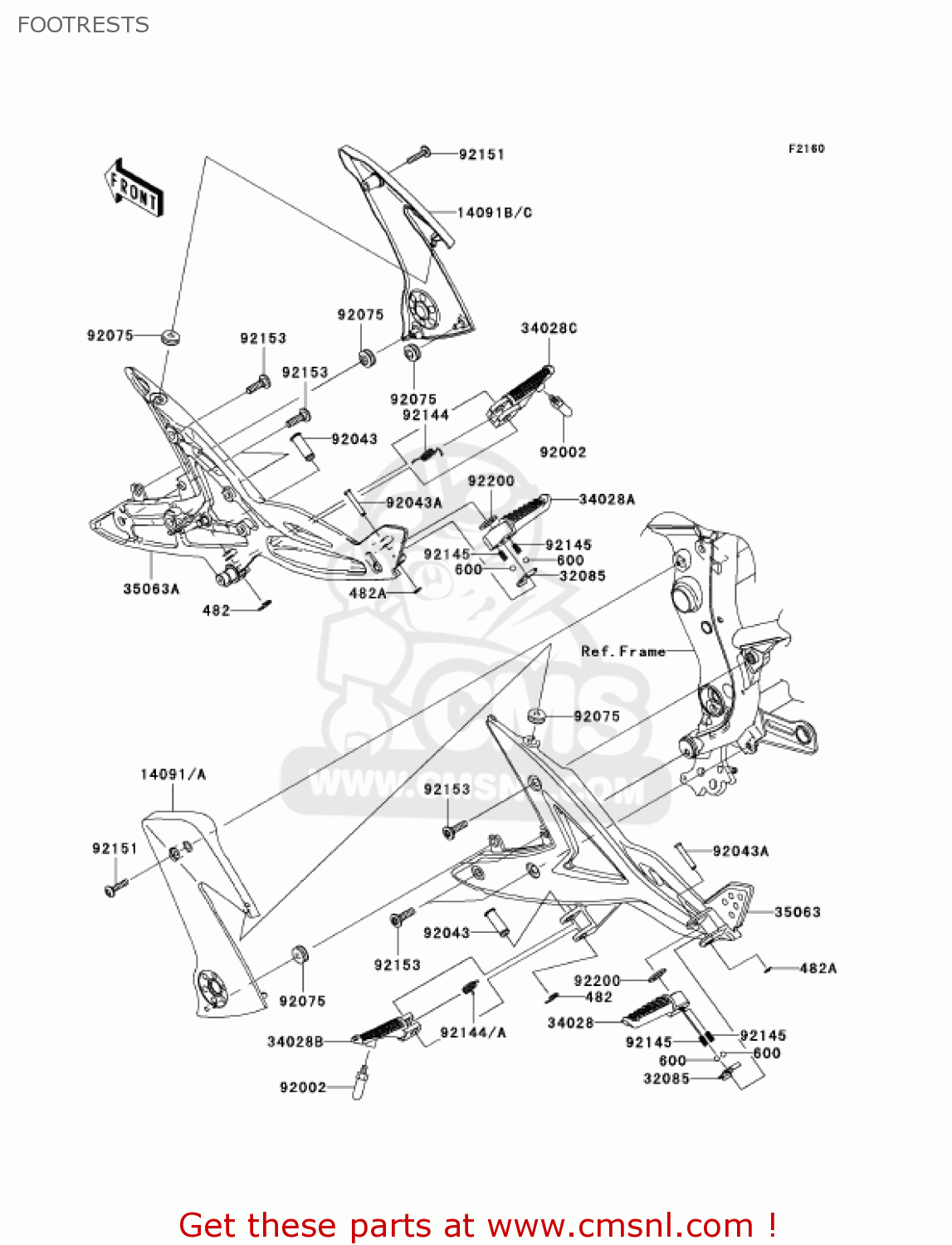 FOOTRESTS EX650A7F NINJA 650R 750 USA CALIFORNIA CANADA