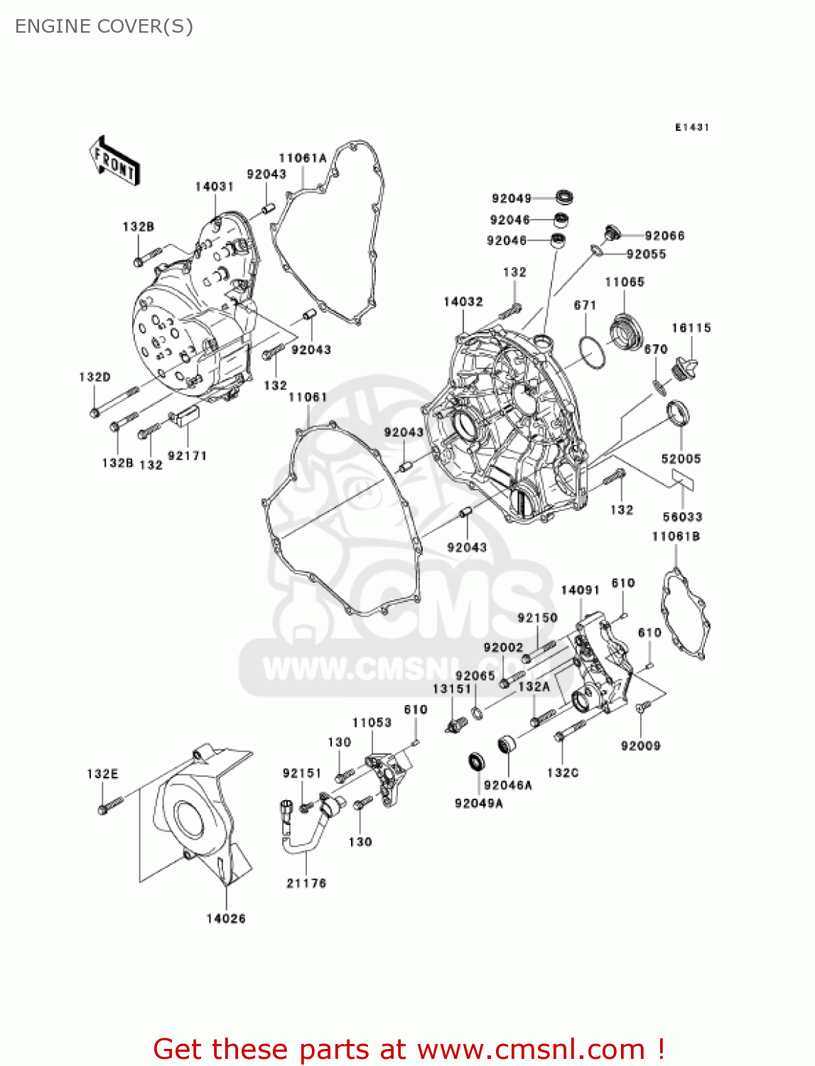 ENGINE COVER(S) EX650A7F NINJA 650R 750 USA CALIFORNIA CANADA