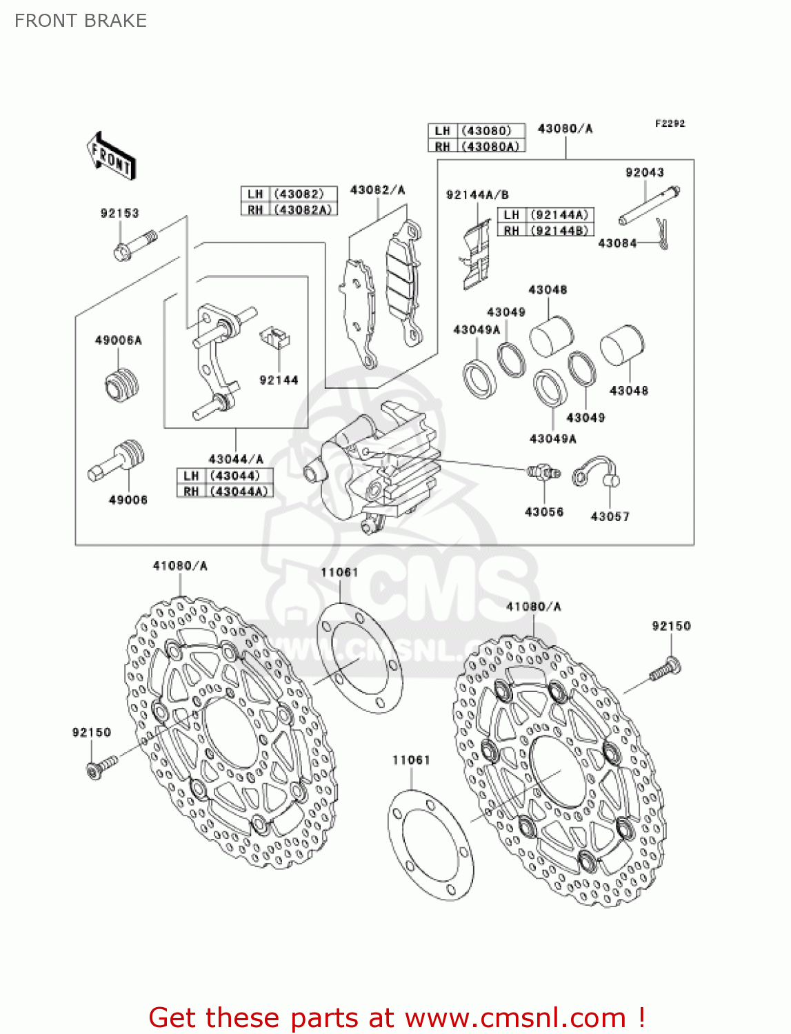 FRONT BRAKE EX650A7F NINJA 650R 750 USA CALIFORNIA CANADA