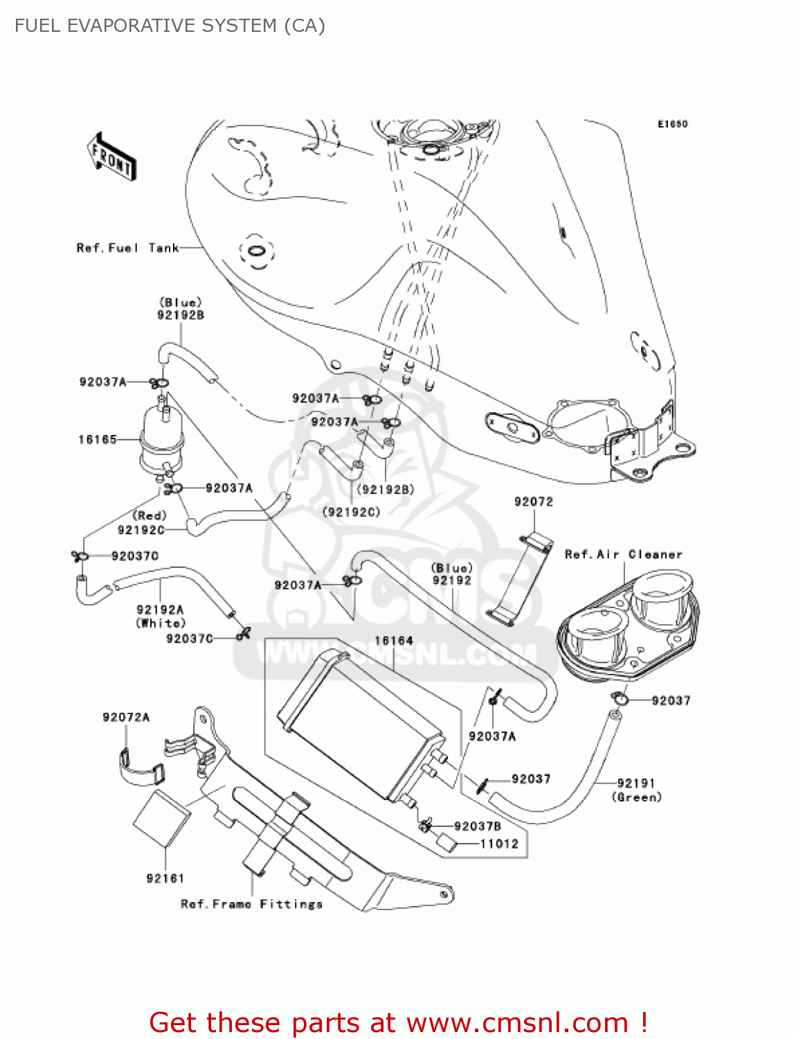 FUEL EVAPORATIVE SYSTEM (CA) EX650A7F NINJA 650R 750 USA CALIFORNIA CANADA