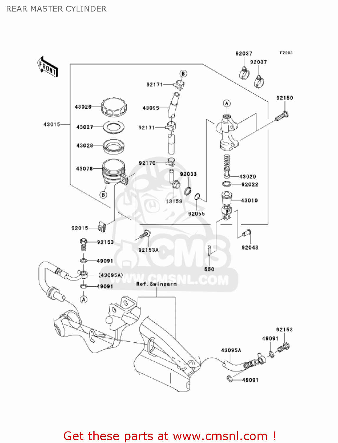 REAR MASTER CYLINDER EX650A7F NINJA 650R 750 USA CALIFORNIA CANADA