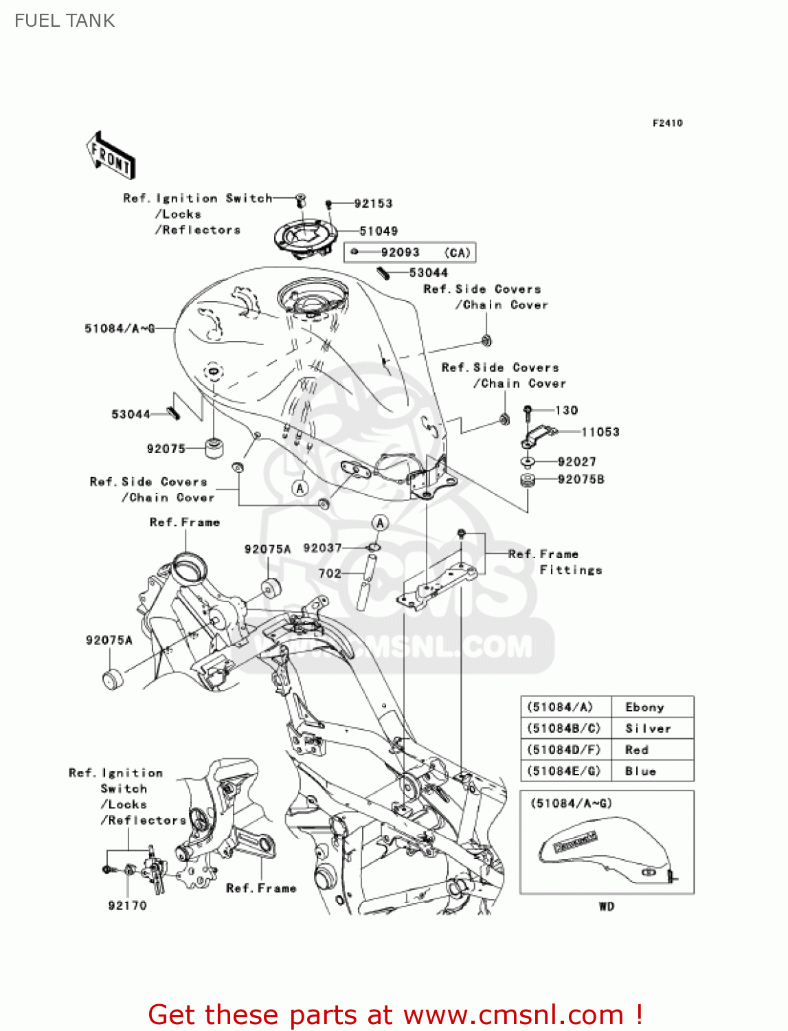 FUEL TANK EX650A7F NINJA 650R 750 USA CALIFORNIA CANADA