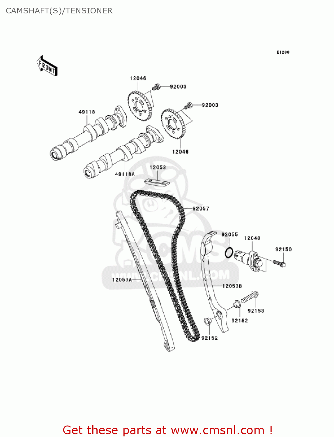 CAMSHAFT(S)/TENSIONER EX650A7F NINJA 650R 750 USA CALIFORNIA CANADA