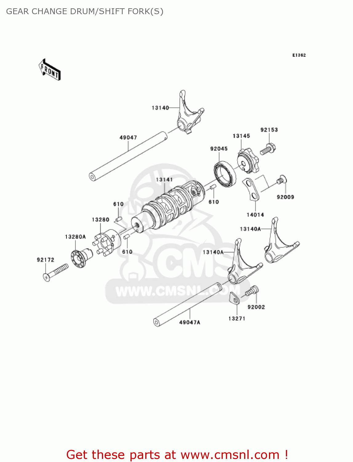 GEAR CHANGE DRUM/SHIFT FORK(S) EX650A7F NINJA 650R 750 USA CALIFORNIA CANADA