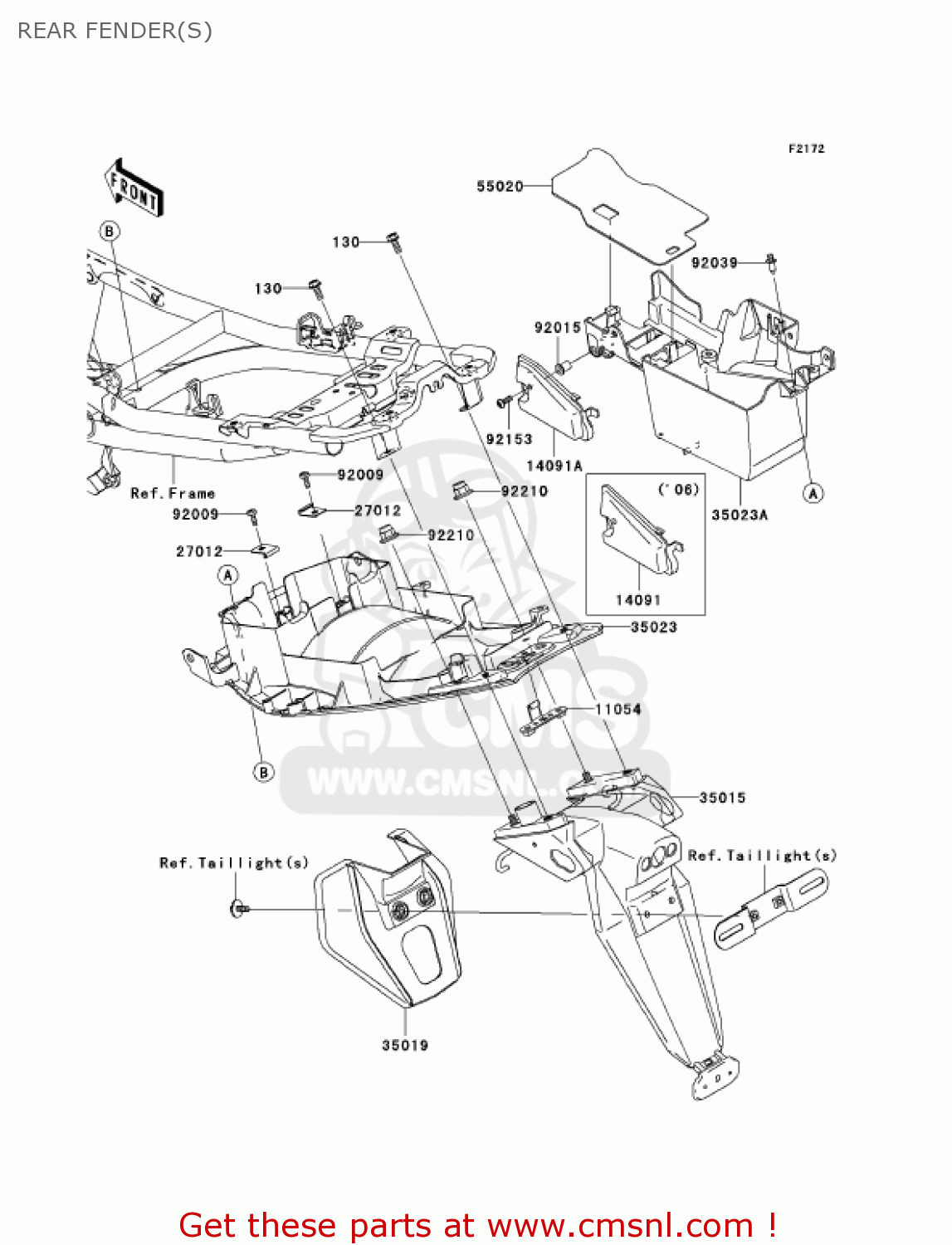 REAR FENDER(S) EX650A7F NINJA 650R 750 USA CALIFORNIA CANADA