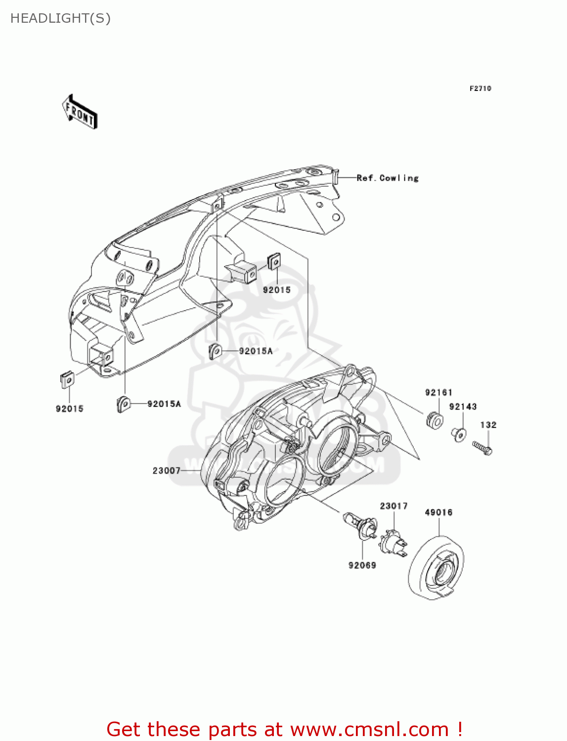 HEADLIGHT(S) EX650A7F NINJA 650R 750 USA CALIFORNIA CANADA