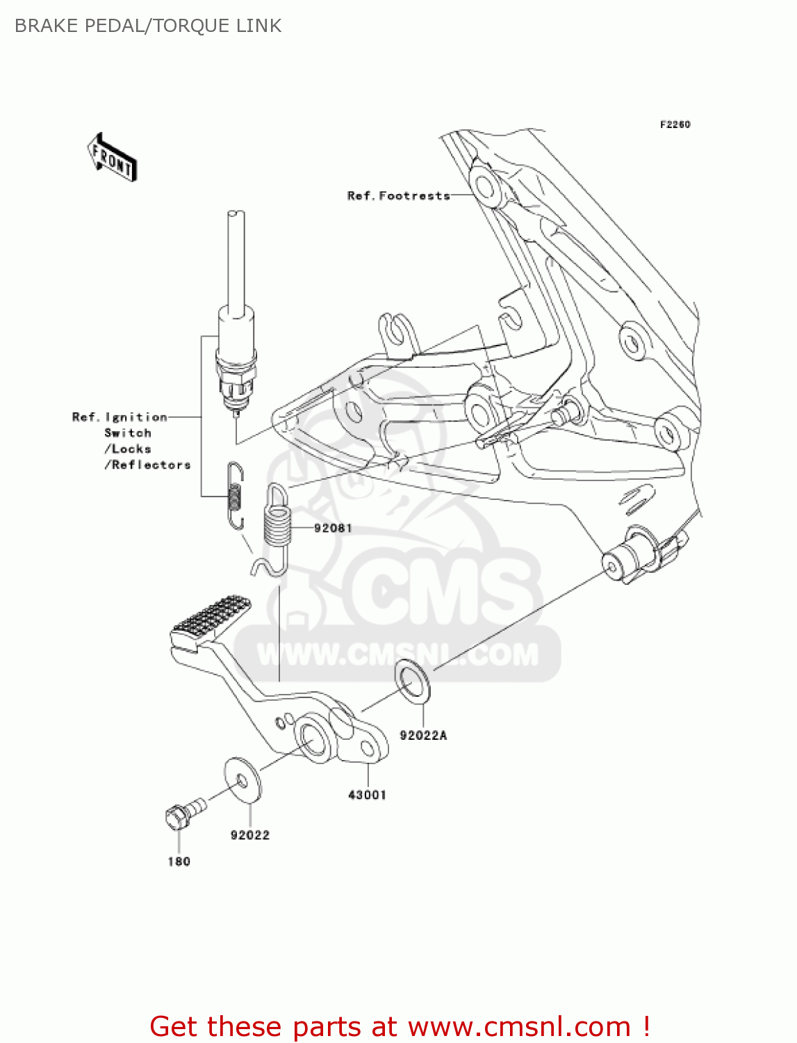 BRAKE PEDAL/TORQUE LINK EX650A7F NINJA 650R 750 USA CALIFORNIA CANADA