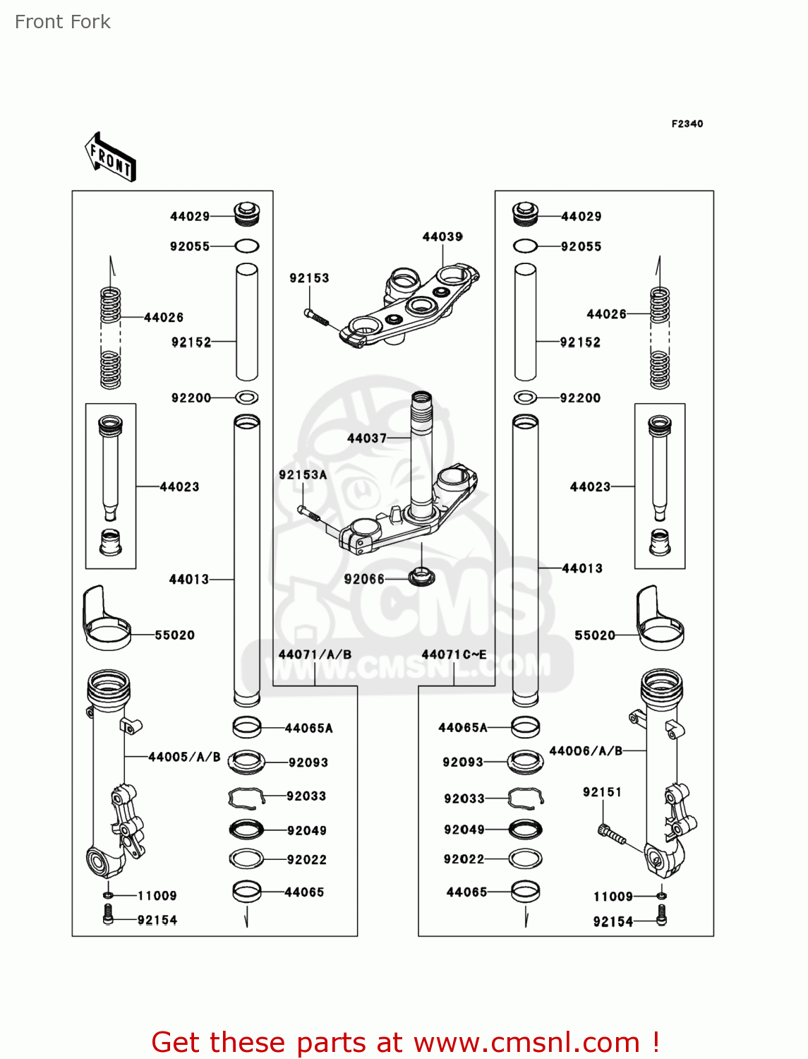 Kawasaki EX650CAF NINJA 650R 2010 USA Front Fork buy original Front