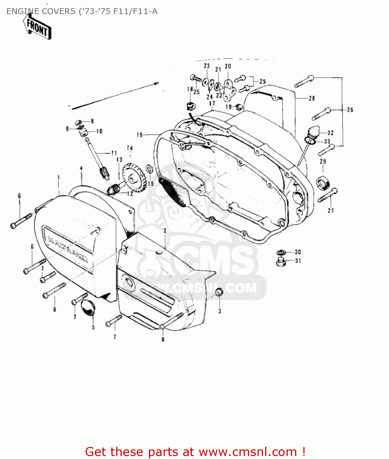 ENGINE COVERS ('73-'75 F11/F11-A F11 1973 USA