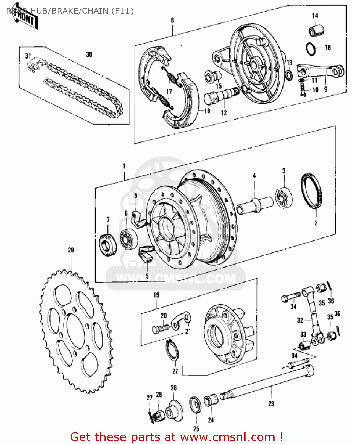 REAR HUB/BRAKE/CHAIN (F11) F11 1973 USA