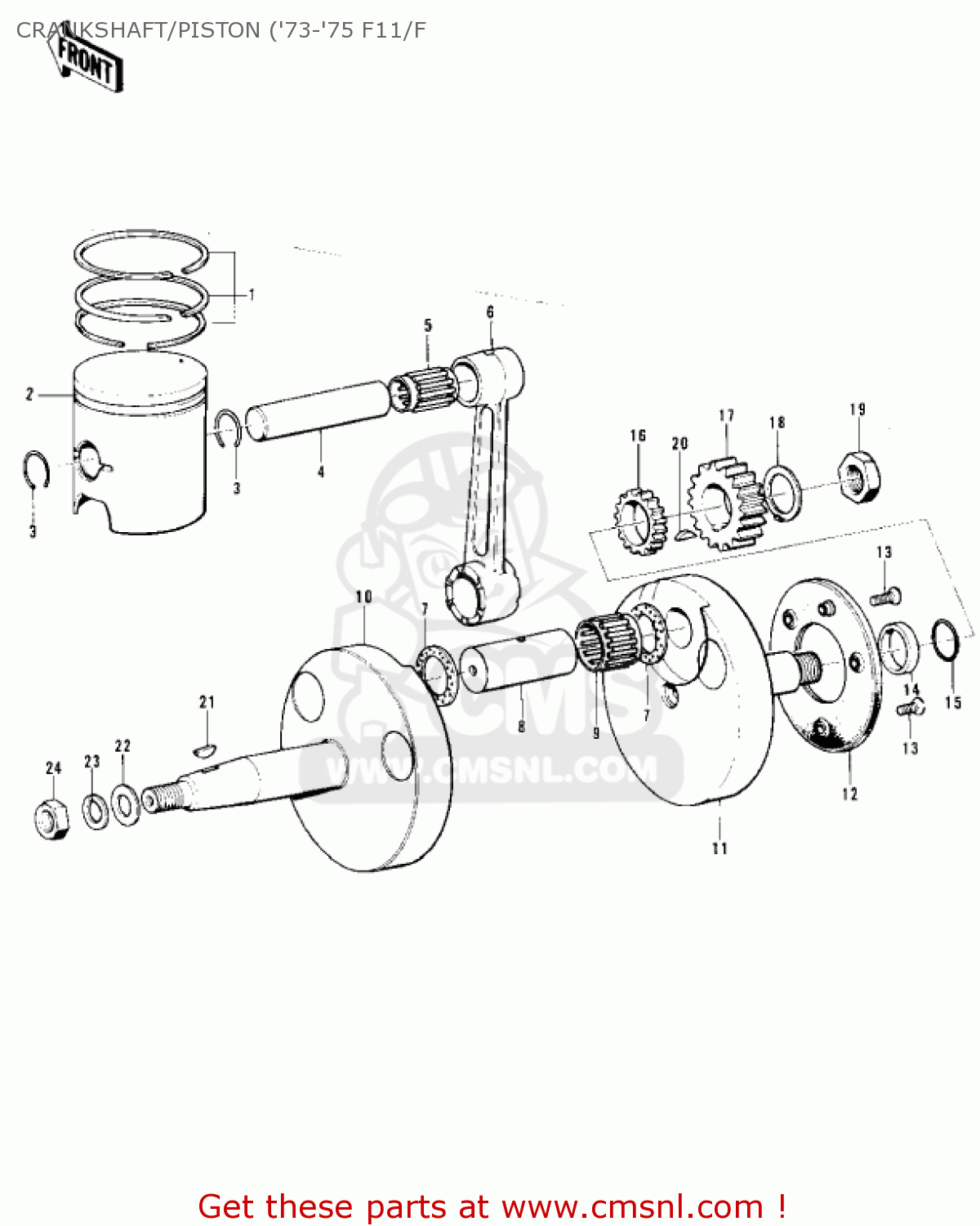 CRANKSHAFT/PISTON ('73-'75 F11/F F11 1973 USA