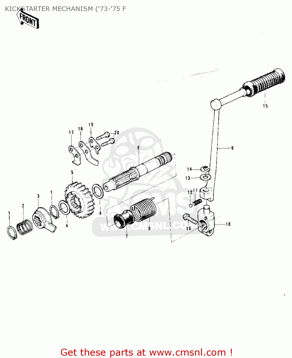 KICKSTARTER MECHANISM ('73-'75 F F11A 1974 USA