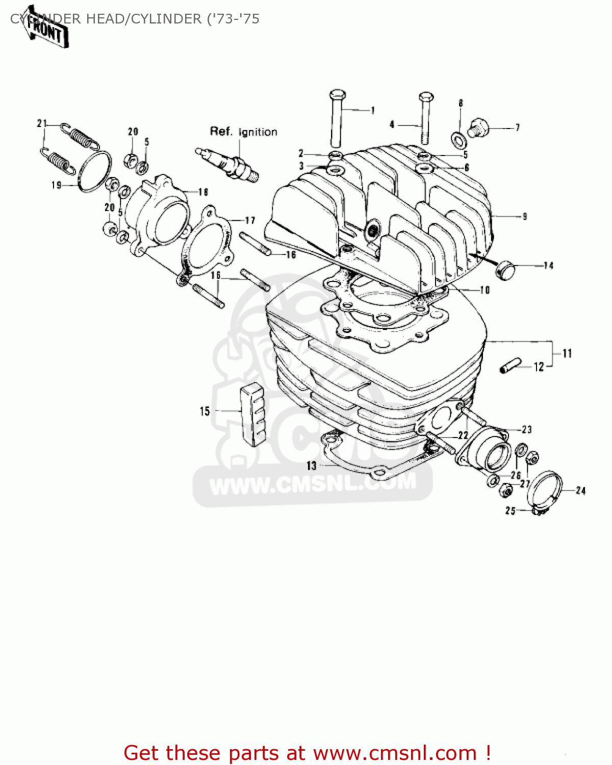 CYLINDER HEAD/CYLINDER ('73-'75 F11A 1974 USA