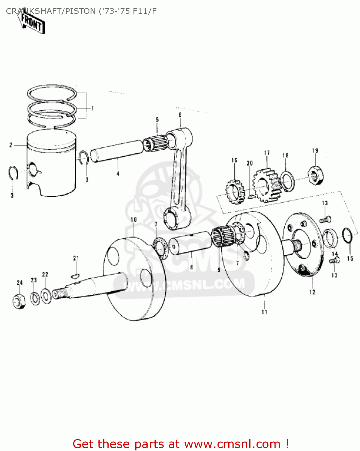 CRANKSHAFT/PISTON ('73-'75 F11/F F11A 1974 USA