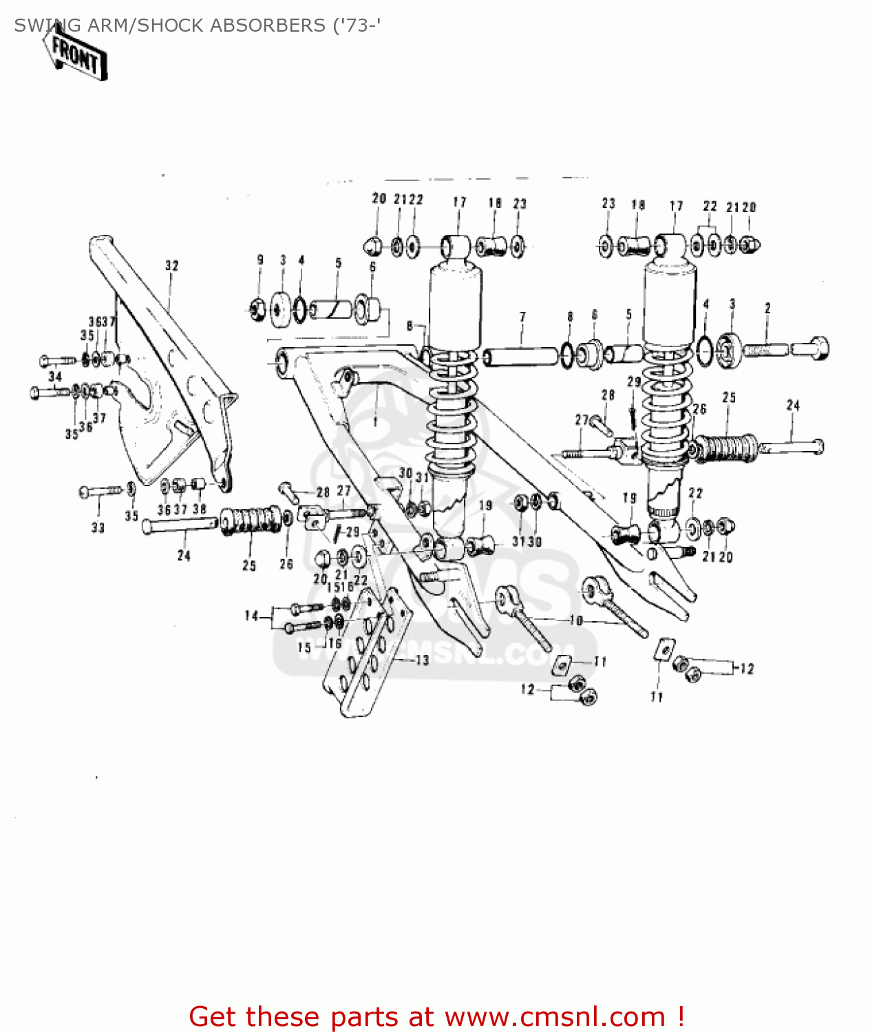 SWING ARM/SHOCK ABSORBERS ('73-' F11A 1974 USA