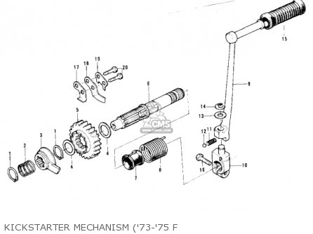 KICKSTARTER MECHANISM ('73-'75 F - F11A 1974 USA