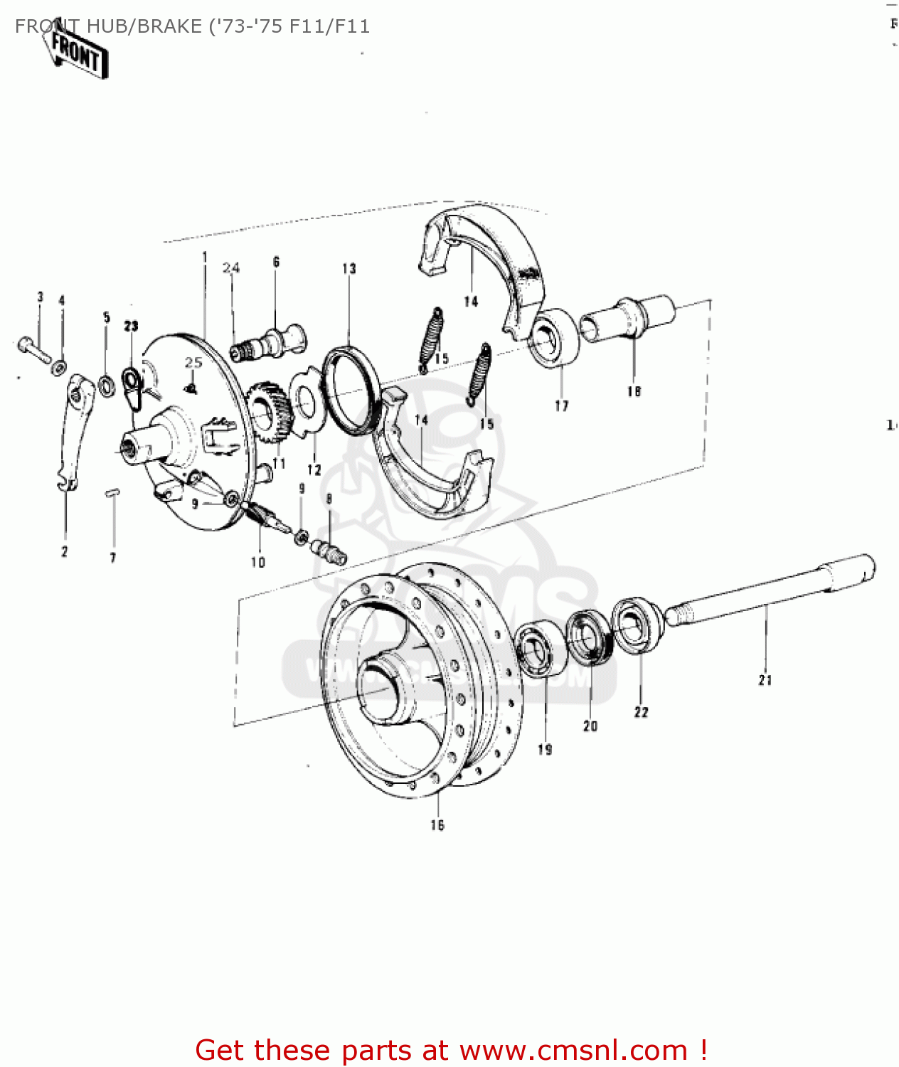 FRONT HUB/BRAKE ('73-'75 F11/F11 F11B 1975 USA