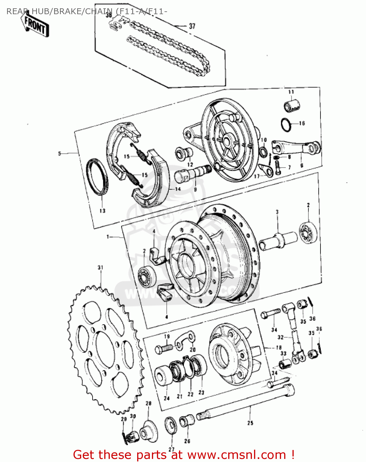 REAR HUB/BRAKE/CHAIN (F11-A/F11- F11B 1975 USA