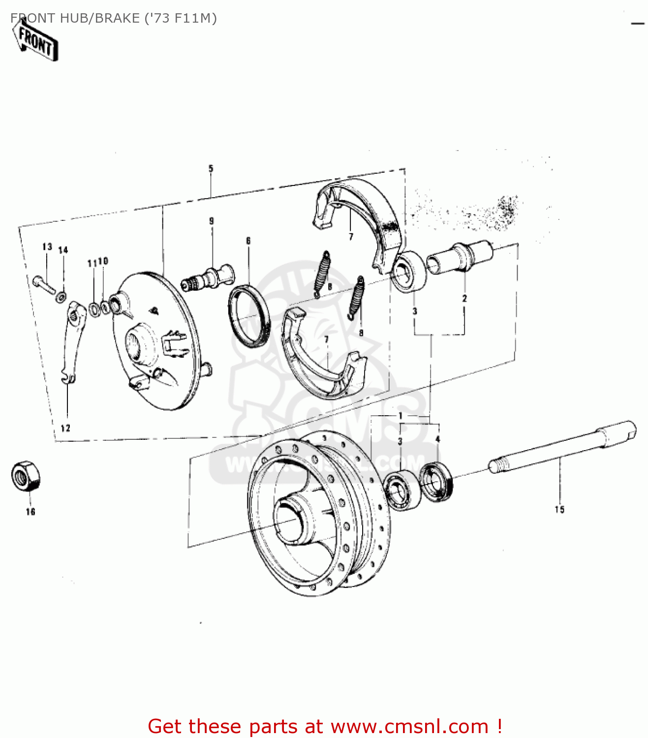 FRONT HUB/BRAKE ('73 F11M) F11M 1973 USA