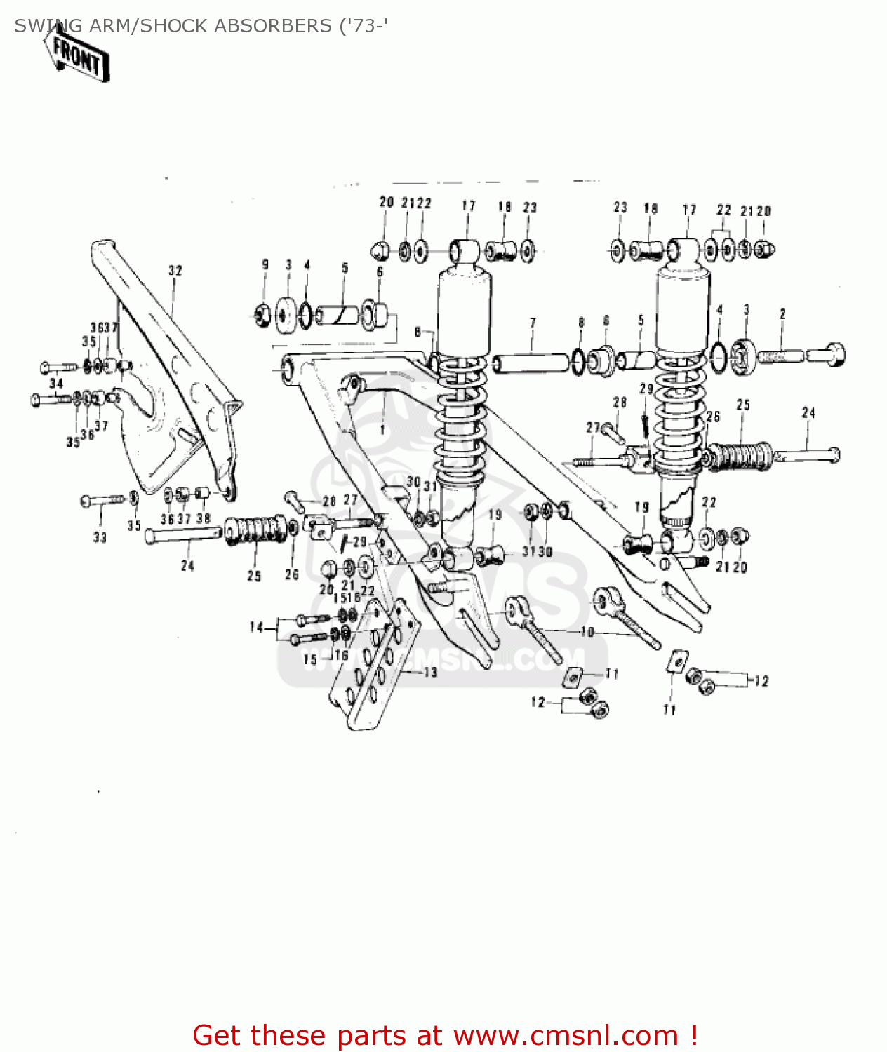 SWING ARM/SHOCK ABSORBERS ('73-' F11M 1973 USA