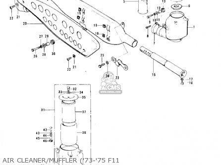 AIR CLEANER/MUFFLER ('73-'75 F11 - F11M 1973 USA