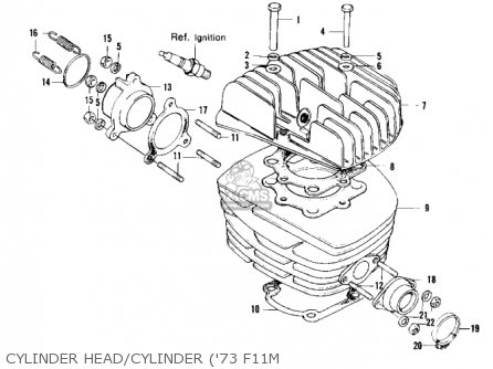 CYLINDER HEAD/CYLINDER ('73 F11M - F11M 1973 USA
