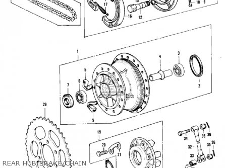 REAR HUB/BRAKE/CHAIN - F11M 1973 USA