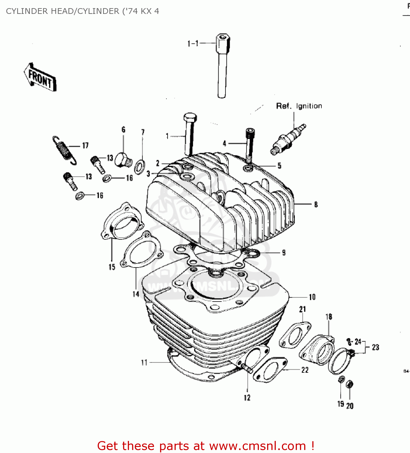 CYLINDER HEAD/CYLINDER ('74 KX 4 F12MX 1973