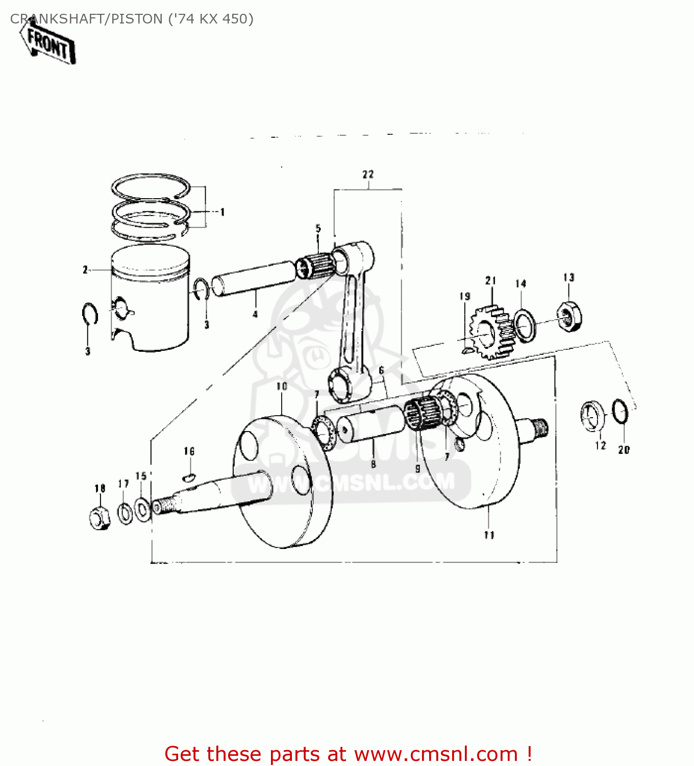 CRANKSHAFT/PISTON ('74 KX 450) F12MX 1973