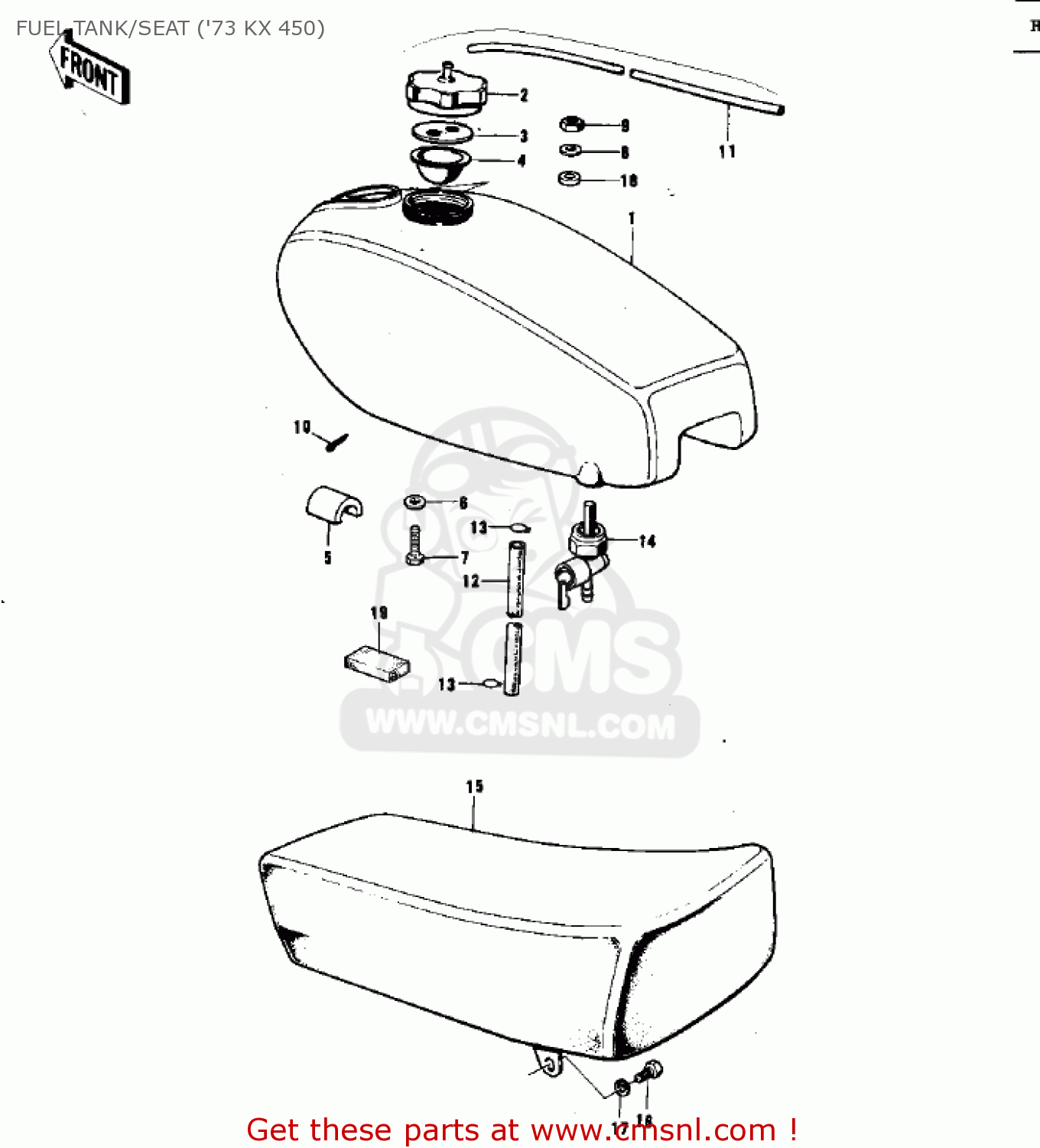 FUEL TANK/SEAT ('73 KX 450) F12MX 1973